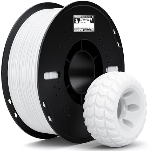 ELEGOO TPU Filament 95A 1.75mm Weiß 1KG, 3D Drcuker Filament | Flexibles Weiches 3D Druckmaterialien, 1kg Kunststoffspule (2.2lbs) für die Meisten 3D Drucker