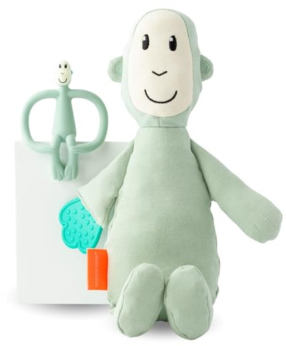 Matchstick Monkey Plush Toy Sensory Teething Teddy Gift Set, Soft Cotton, Filled with Sensory Beads, Antimicrobial Protection, 3 Months +, Monkey