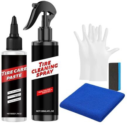 Generico Detergente E Lucidante per Pneumatici - Lucidante Auto Ad Alto Lucido E Lunga Durata,Kit per Trattamento Pneumatici,per Pulizia Lucidatura Cerchioni Lavoro Detailing Auto Cura Esterna Garage