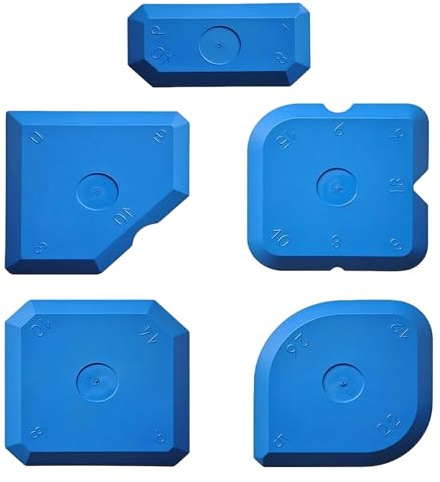 Blue Silicone Caulking Tool Kit, Sealant Finishing Tool Bathroom Kitchen | 5pcs Reusable Silicone Smoothing Tools for Grout Lines, Sink, Tile, Window and Floor Sealant Finishing DIY Projects