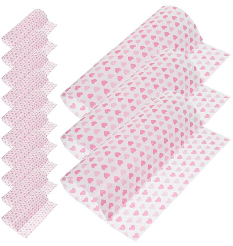 FIXOSHEE Papier Ciré Alimentaire Anti-Graisse 50 Feuilles Motif Cœurs Papier Cuisson Résistant pour Emballage Nougat Bonbons Sandwichs et Pâtisseries Maison et Restauration