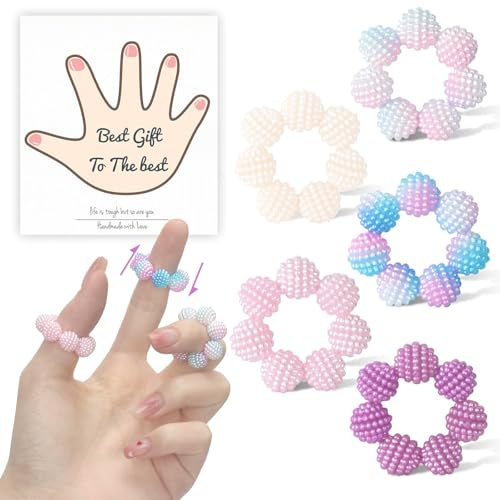 5 Pack de Bagues à Perles Piquantes Multicolores-Anneaux d'Acupression et Sensoriels pour Un Soulagement Efficace du Stress,Réduction de l'Anxiété,pour Les Travailleurs de Bureau et Les Adolescents