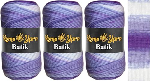Rome Yarn Batik | 3 x 100g | Farbverlauf Wolle | Multicolor Strickgarn | 100% Acryl | Aran Garn (#4 Medium) | Selbstmusternd zum Stricken & Häkeln (5009)