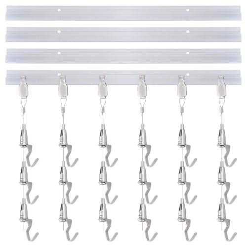 UFURMATE Système de suspension pour tableau comprenant un rail en forme de L de 40,6 cm, un fil en laiton de 2,9 m, un crochet en métal, un clip de câble métallique et un crochet réglable, matériel de