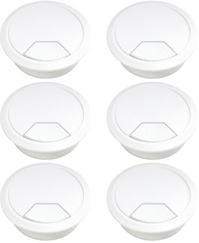 Lotnery 6PCS Desk Grommet 60mm/2.36 inch Size, White Desk Cable Grommet Plastic, Desk Cable Plug Hole Cover, Easy to Install, for Office, Home and School