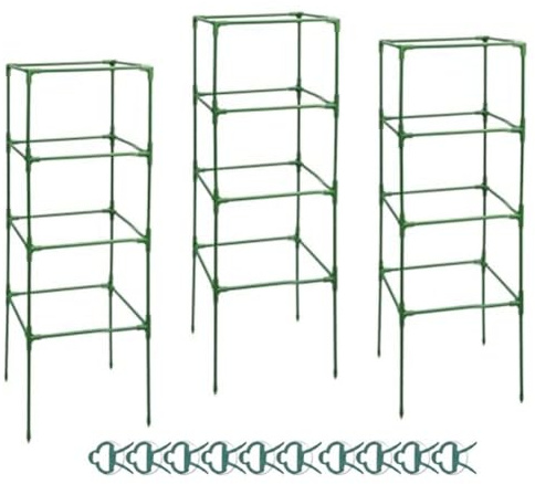 QOXEZY Juego de 3 enrejados de tomate, altura ajustable (30 cm a 115 cm), soporte para plantas de jardín para tomates, pepinos y pimientos, plástico verde