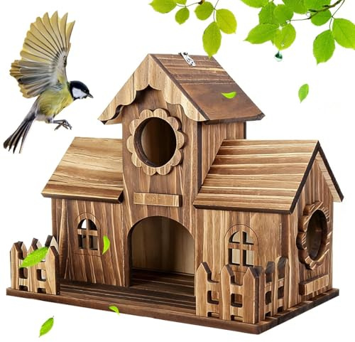 Casetta per Uccelli,Rustica Decorazione Naturale in Legno per Esterno,Piccola Casetta per Uccellini | Per nidificazione, ornamento, decorazione da giardino, giardino posteriore, albero, terrazza, cort