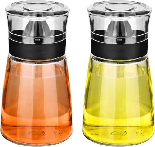 elthmpr 2-pack olje- och vinägerdispenser, läckagesäker oljedispenser, läckagesäker liten glas med pip, 160 ml vinäger oljeflaskor för utomhus, camping, picknickkök