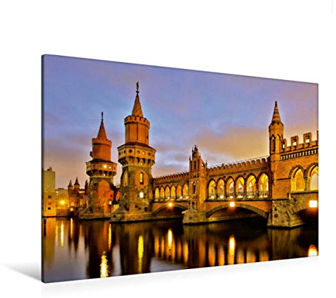 Premium Textil-Leinwand 120 x 80 cm Quer-Format Oberbaumbrücke in Berlin | Wandbild, HD-Bild auf Keilrahmen, Fertigbild auf hochwertigem Vlies, Leinwanddruck von LianeM