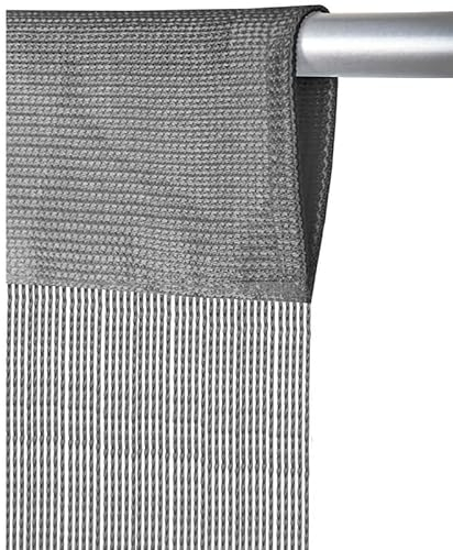 Arsvita Fadenvorhang mit Stangendurchzug, individuell kürzbare Gardine, Fadengardine Vorhang in vielen Farben und Größen (B90xL250 cm/Grau)