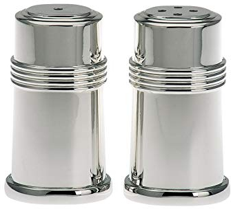H.Bauer jun. Spargisale e spargipepe argentati, lisci, Ø 3 cm, altezza 6 cm, 2 pezzi