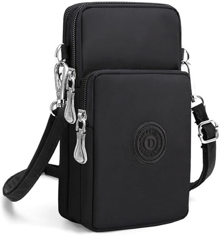 KXF Waterproof Nylon Crossbody Bag Purse Wrist Pouch Handbag Armband Case Crossbody Shoulder Bag Zipper Cellphone Purse for Women Durable Wallet Clutch with 3 Pockets Adjutable Strap