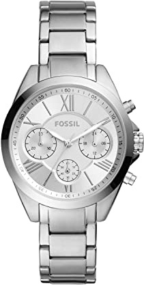 Fossil - Modern Courier Midsize Chronograph Uhr mit silberfarbenem Edelstahlarmband für Herren BQ3035