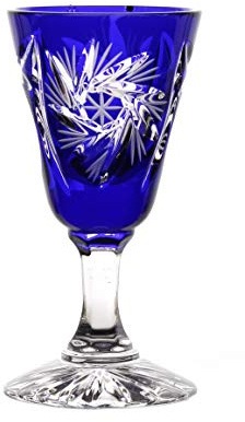 Likörglas Likörkelch Schnapsglas Wodka geschliffen Blau Kristallglas 25 ml