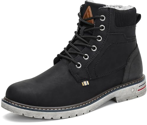 Mishansha Herren Winterschuhe Gefüttert Wasserdicht Winterstiefel Outdoor rutschfest Kurzschaft Stiefel Schwarz 40