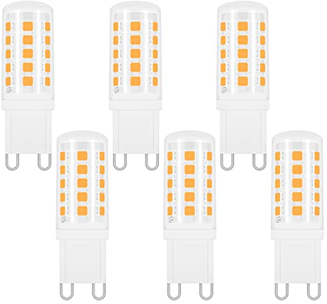 Akynite Lampadina G9 LED 4W Luce Calda 2700K, 400LM, AC 230V, G9 40W Alogena Equivalente, Non-dimmerabile, Lampadine LED Attacco G9 Calda per Applique da Specchio, Lampada da Tavolo, set di 6