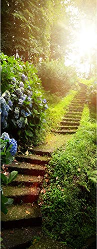 A.Monamour Türtapete Selbstklebend Türfolie Türposter 3D Schmaler Pfad In Der Alten Natur Landschaft des Grünen Parks Vinyl Folie Türdeko Tapete Wandbild Türaufkleber Türtattoo 77 x 200 cm