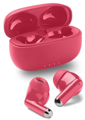 Music Sound Drift Auriculares intrauditivos Bluetooth inalámbricos con Estuche Compacto y Colorido, emparejamiento automático, Controles táctiles, hasta 22 Horas de reproducción, Rosa