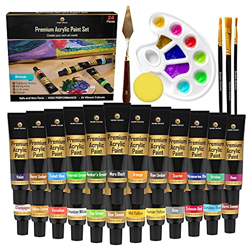 Desire Deluxe - Il Set Dipingere acrilici - Non tossici, a base di acqua, pittura su roccia. Kit pennarelli per pietra, ceramica, vetro, legno, porcellana, ciottoli. Set completo per l'artigianato