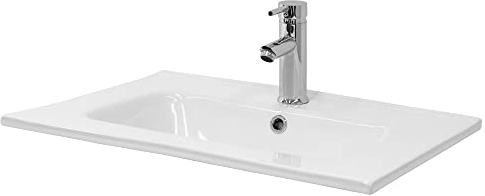 ML-Design Waschbecken aus Keramik Weiß 61x16,5x46 cm Eckig, Einbauwaschbecken mit Hahnloch und Überlauf, Aufsatzwaschbecken Einbauwaschtisch Waschschale Waschplatz Handwaschbecken, für das Badezimmer