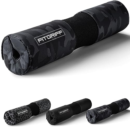 Fitgriff® Langhantel Polster, Hip Thrust Pad mit Klettverschluss - Hantel Nackenpolster - Polsterung für Squats, Booty Training, Gym (Camo-Black)