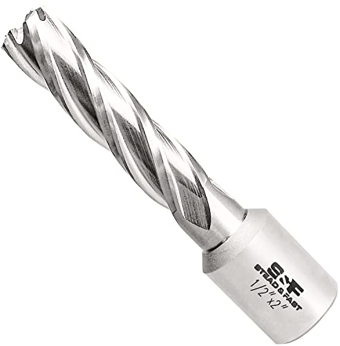 Ringschneider, 1,27 cm Durchmesser x Schnitttiefe 5,1 cm, Mag-Bohrer von S&F STEAD & FAST | 1,9 cm Weldon-Schaft, M2AL HSS Ringbohrer für Mag Bohrmaschine, Industriequalität, CNC-gefräst, präzise glatte Schnitte