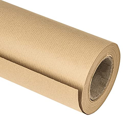 RUSPEPA Rouleau De Papier Kraft Brun - 44,5 cm X 30 m - Papier Kraft Ligné Teinté Recyclable Parfait Pour L'Artisanat, L'Art, L'Emballage, L'Emballage, La Poste, L'Expédition Et Les Colis