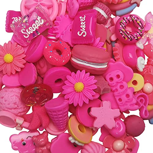 Chenkou Craft 50 bottoni assortiti fucsia fai da te con retro piatto in resina per scrapbooking (fucsia)