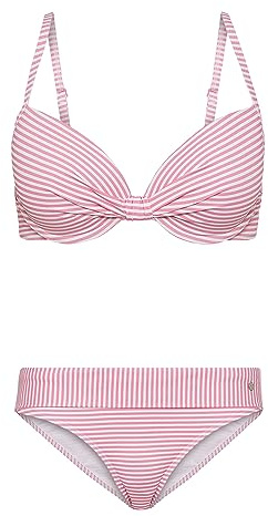 S.Oliver Damen Jap-309 Bikini-Set, Rosa-weiß Gestreift, 38 / B EU