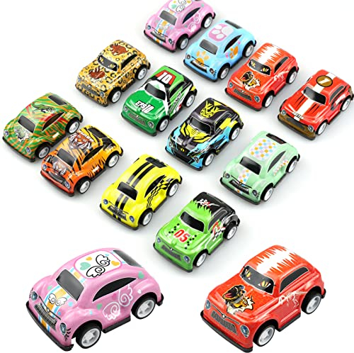 Hocadon 12 Stück Mini Zurückziehen Autos - Legierung Kleine Spielzeugautos für Kinder, 5,5x3,3x3cm Pull Back Fahrzeuge für Party Taschen Füller