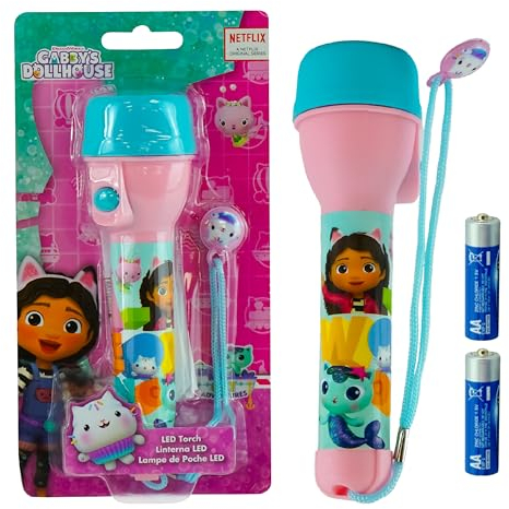 HOVUK Gabby's Dollhouse Grande lampe de poche pour enfants de 16 cm, lumens 3,5 m, veilleuse d'été LED super lumineuse pour voyage, cadeau d'anniversaire, lampe de poche en plastique pour enfants de 3