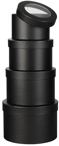 Oairse 4er-Set Aufbewahrungsbox in Rund mit Deckel Geschenkschachtel Karton Pappschachteln Ordnungsboxen Geschenkkarton Schmuckschachtel Geschenkbox Geburtstag muttertagsgeschenk, Schwarz