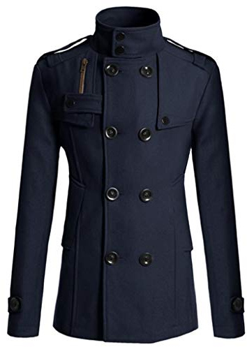 Celucke Wollmantel Herren Kurz Zweireihiger Mäntel Casual Winter Dufflecoats Männer Warmer Business Coat Slim Fit Jacke Baumwollfutter Dicker Winddichte Wintermantel Übergangsjacke