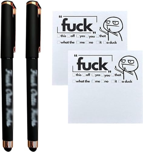 2 Stück Kreative Lustige Haftnotizen und Stifte, Fresh Outta Fucks Pad and Pen, Fresh Outta Fucks Sticky Notes und Stift, Neuheit Notizbuch und Gelschreiber Notes für Kollegen Boss (2pcs B)