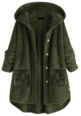 Nidddiv Camicia da notte in pile morbide con cappuccio da donna UK Button Peloso Pigiama con cappuccio tinta unita Indumenti da notte a maniche lunghe Camicie da notte per la casa