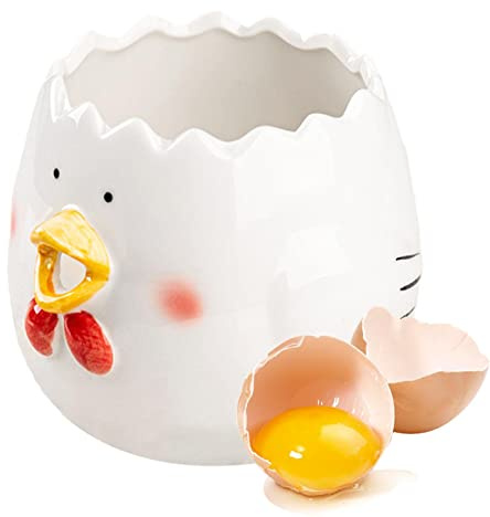 Séparateur d'œufs mignon, coquetier en céramique en forme de poussin mignon, porte-œufs, panier de Pâques, séparateur de blancs d'œufs, gadgets de cuisine for petit-déjeuner brunch au restaurant (Col