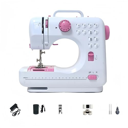 LetCart 505 Macchina da Cucire Elettrica Portatile con 12 Punti Regolabili, Mini Macchina da Cucire per Principianti e Bambini, Cucitrice Portatile per Creativo, Professionale, Braccio Libero (Rosa)