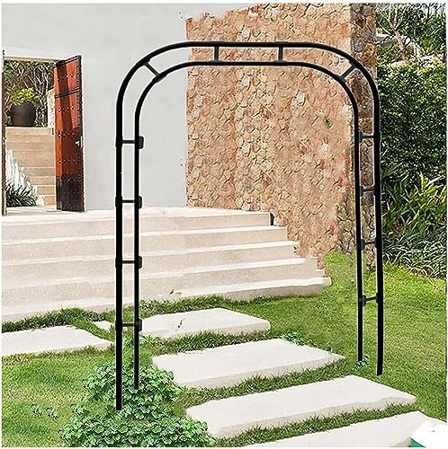 GueTTO Gartenbogen Breite 120/140/180/240/300/350Cm Rosenbogen Metall Pflanzbogen, Kletterpflanzen Pavillongestell, Mit Sockel, Schwarz, Für Eingangstür Im Freien,Schwarz,W140*H230cm