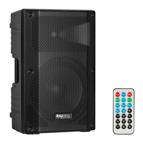 Ibiza - XTK12A-MKII -12/30cm Aktiver PA-Lautsprecher -25mm Kompressionshochtöner - Bassreflexsystem - USB, SD, Bluetooth - TWS - Griffe und Räder - New Version - Schwarz - Party, Events, Club