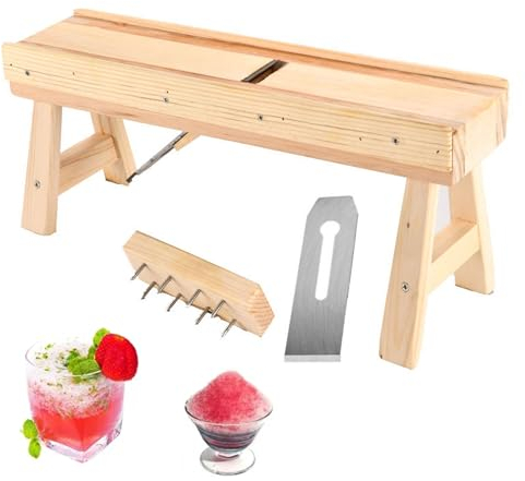 Tritaghiaccio manuale, mini macchina per frullati commerciale, con protezione per le mani e lama di ricambio, macchina per gelato manuale multiuso per casa, all'aperto, supermercato, pasticceria