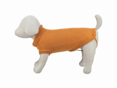 TRIXIE Citystyle Hundepullover Berlin Rost, Einfarbig, Orange, 4E+1 cm, Rundhalsausschnitt, Pull On, Maschinenwäsche, Herbst, Frühling