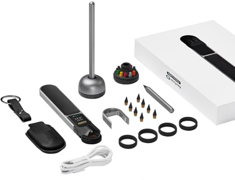 HOZO NeoRulerGO 41pcs Premium-Geschenk-Set, Digitales Rollmaßband mit Laser für flache, gebogene unregelmäßige Formen, einzigartiges Geschenk für Männer, Väter – Schwarzes Mikrofaser-Lederetui