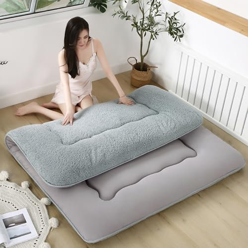 Matratze für Doppelbett, Queen-Size-Größe, Klappmatratze, Schlafmatte, Matratze, traditionelle Tatami-Matratze, japanische Boden-Futon-Matratze für Zuhause, Schlafsaal (Farbe: C-Graues Alpaka, Größe: