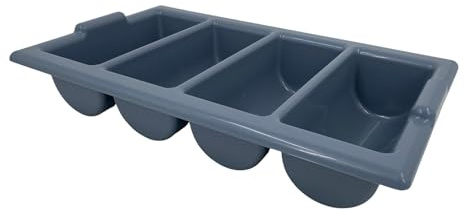 Chabrias Ltd Cutlery Tray 4 Compartment Grey Durable Restaurant Grade Organiser, Gastronorm Box 1/1 Commercial Kitchen Storage for Restaurants Schools Catering Food Service Utensil Holder