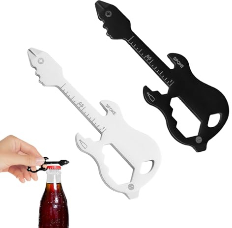 KASESSS Decapsuleur Guitare, 2 Pièces Décapsuleur en Acier Inoxydable, Ouvre Bouteille Portable Ouvre-Bouteilles avec Règle 6 en 1 Outil Carte Multifonction pour Maison Bar Camping Extérieur