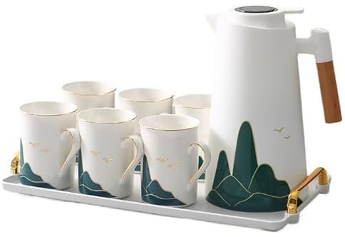 Lizhuzhuzs28 Jus Carafe d'eau Ensemble Complet de Tasses à Eau en céramique, Ensemble de Tasses combinées, Bouilloire, Tasse d'eau Froide, Service à thé Domestique Thé Cruche
