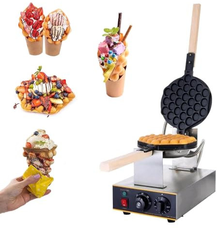 LHQYA Gaufrier À Bulles 1400 W, Gaufrier Aux Œufs, Plage De Température 50-250 °C/Temps De Synchronisation 5 Minutes/Nettoyage Facile, pour Les Restaurants Familiaux, Les Snack-Bars en Bord