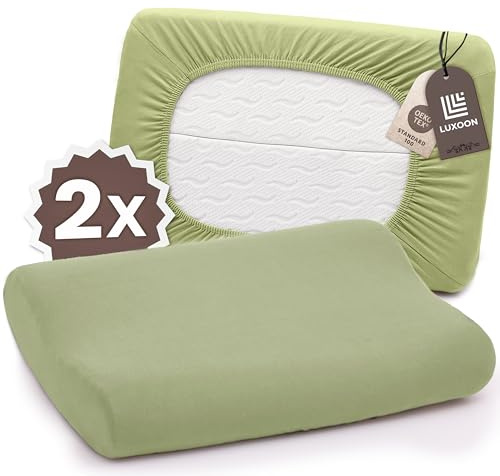 Luxoon Kissenbezug für Gesundheitskissen – 95% Baumwolle / 5% Elasthan, Atmungsaktiv und Hautfreundlich, Waschbar, Für Komfort und Hygiene 2er Pack 30-45 x 50-65 cm, Salbei Grün