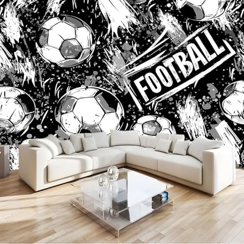 Photo Wallpaper Graffiti Style Black and White Pattern Non-Woven Premium Art Print Fleece Wall Mural Decoration Poster Picture Design Modern 200 x 140 cm Living Room Black and White