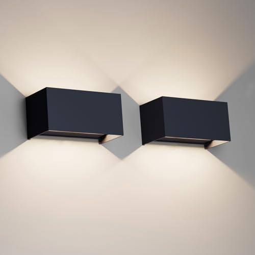 Klighten 24W Außenlampe Außenwandleuchte,2er Pack, 4000K Naturweiß,Anthrazit